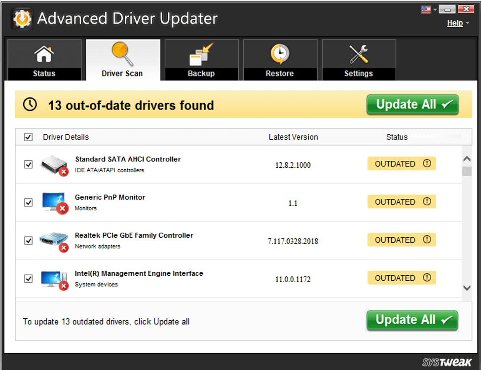 Advanced Driver Updater - เครื่องมืออัพเดตไดรเวอร์