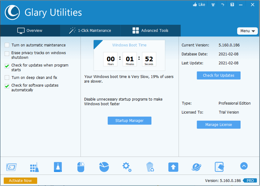 Glarysoftユーティリティ-AdvancedSystemCare Alternatives