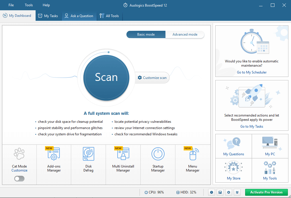 Auslogics Boostspeed - Alternatives avancées à SystemCare