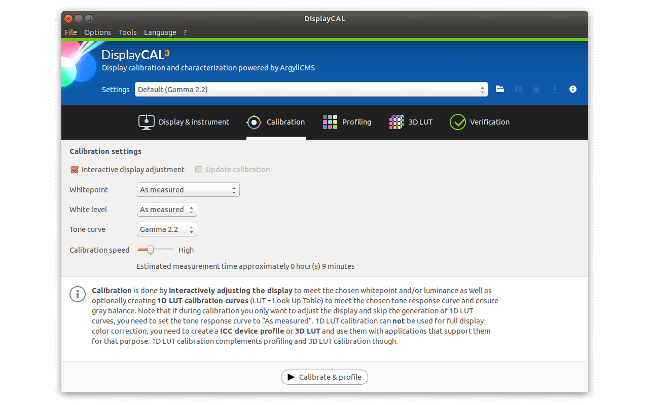 Instrumentul de calibrare a monitorului DisplayCal