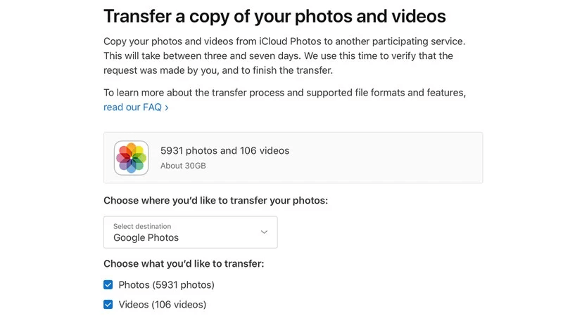 Transfira uma cópia de suas fotos e vídeos