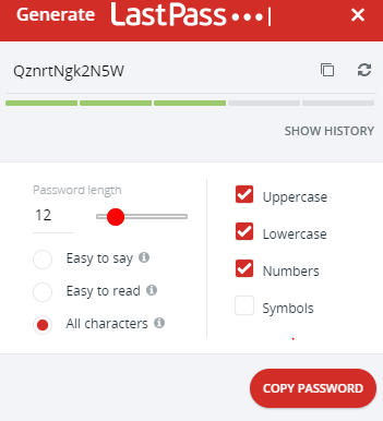 비밀번호 생성기 - Lastpass