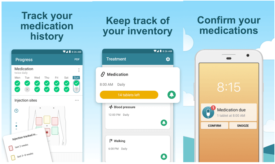 Recordatorio de medicamentos y seguimiento de píldoras de MyTherapy