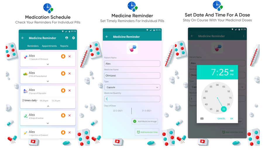 Aplicación de recordatorio de medicamentos