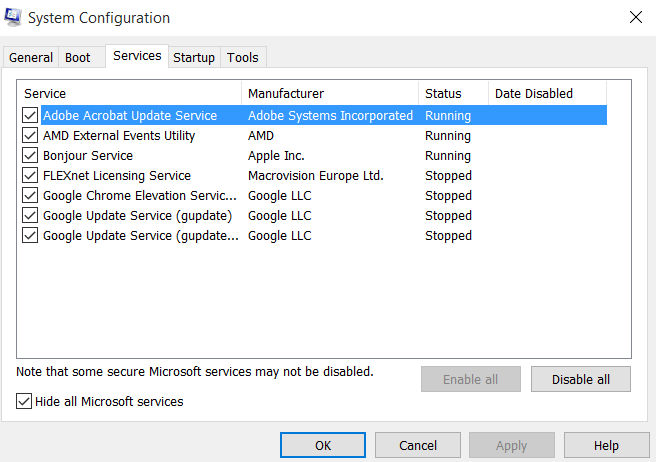 Configuración del sistema - Actualización de Adobe Acrobat