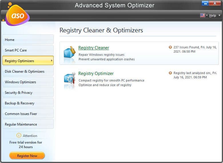 Zaawansowany optymalizator systemu - Oczyszczanie rejestru