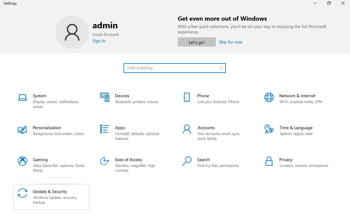 Windows管理者設定