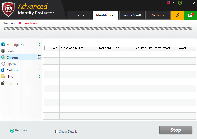 Advanced IdentityProtector-スキャン