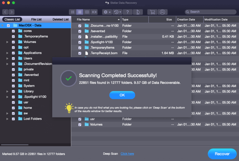 Stellar DataRecovery-スキャンが完了しました