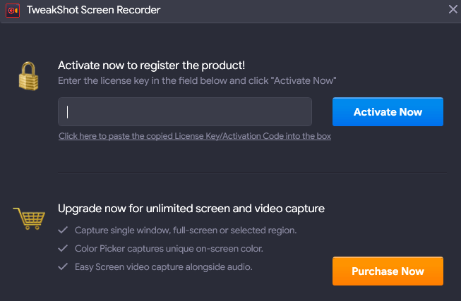 Tweakshot Screen Recorder - Ключ активации