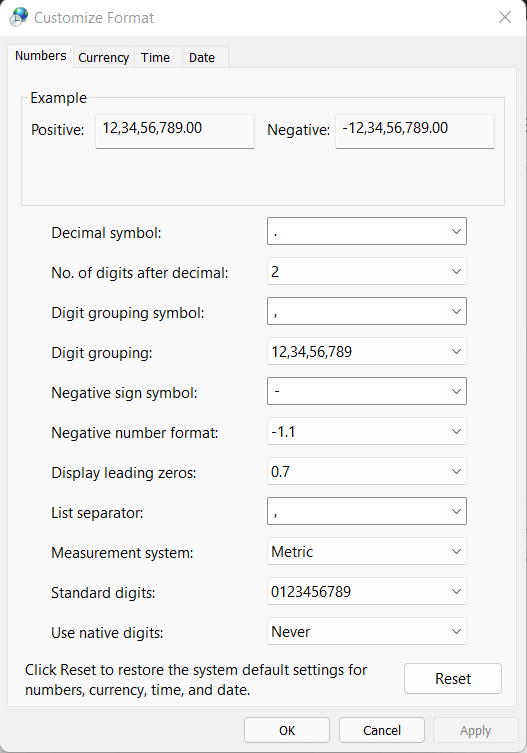 Dostosuj format