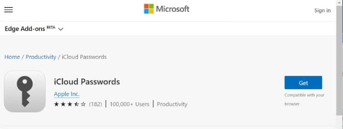 Parole iCloud pe Microsoft Edge