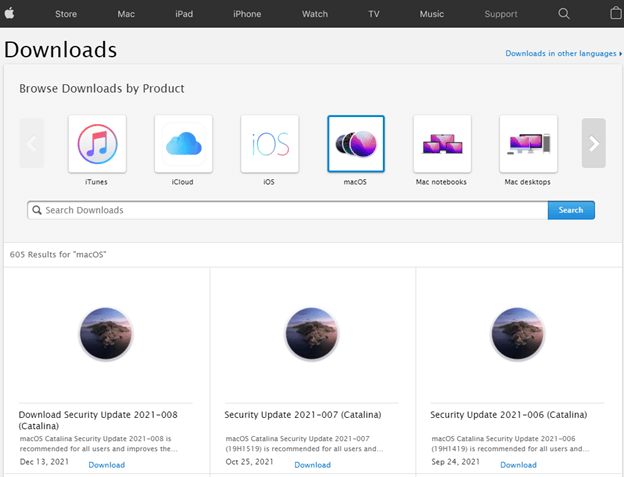 Buscar descargas por mac store