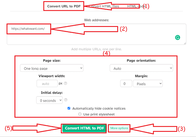 Convertor URL în PDF Sejda