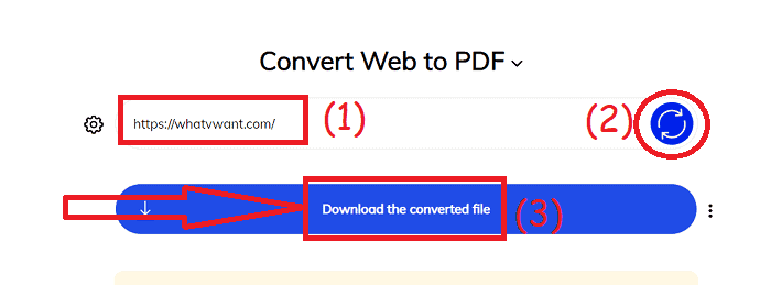 Instrument online de conversie Web2PDF