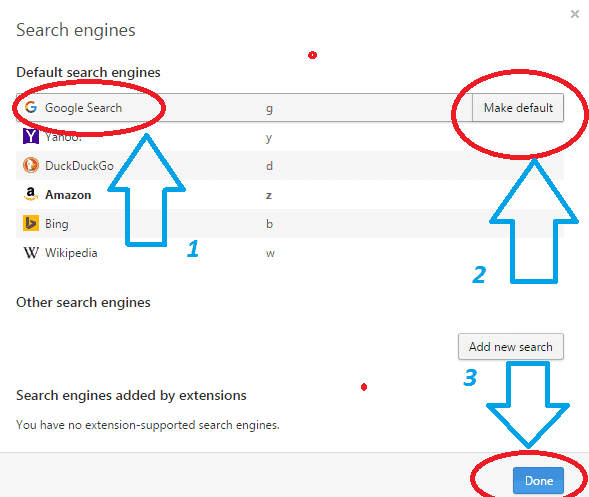 recherche par défaut de google