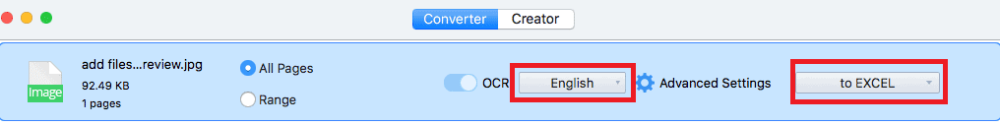 Converti l'immagine in Excel usando il convertitore pdf cisdem ocr mac