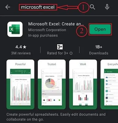 ดาวน์โหลด Microsoft excel android