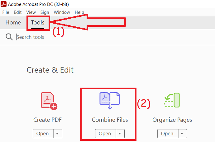 PDF 파일 결합을 선택합니다.