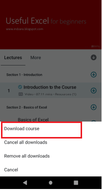 clique na opção de download do curso