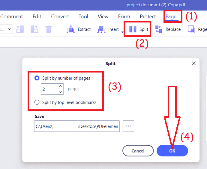 Pisahkan file menggunakan Wondershare PDFelement