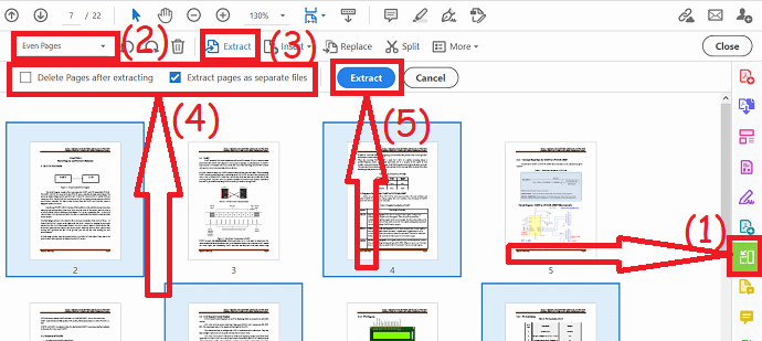 AcrobatDCを使用してページを抽出する