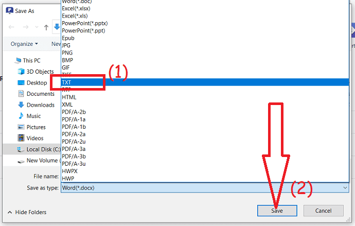 pilih format output dan klik simpan