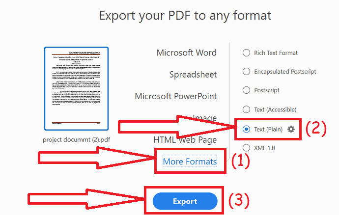 Exporter PDF vers texte