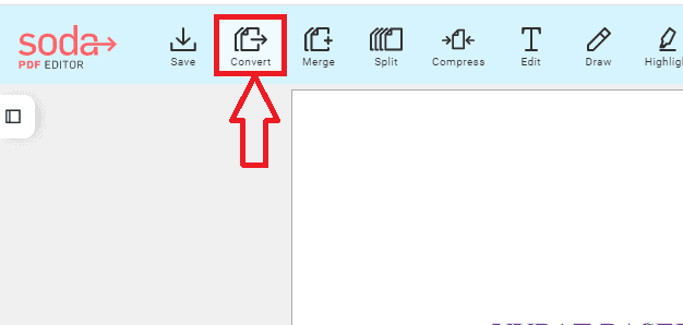 Option de conversion dans Soda PDF