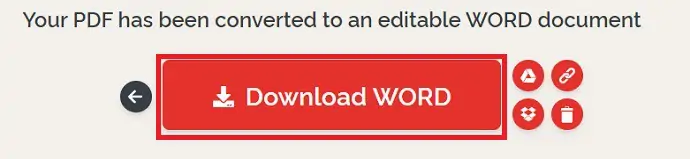 Descargar la opción de Word en ILovePDF