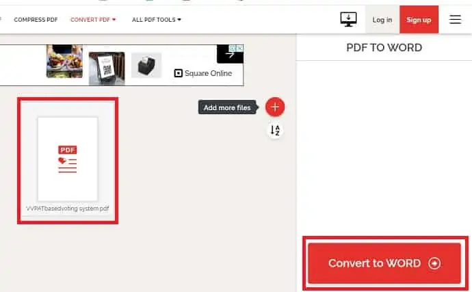 ILovePDF-Auswahl