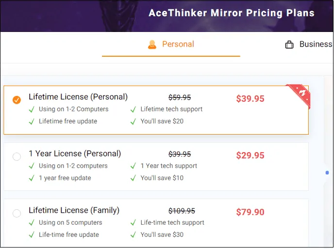 AceThinker-iPhone Screen recorder-Pricing-and-Plans