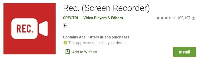 Rec. (Screen Recorder) Android-Anwendung