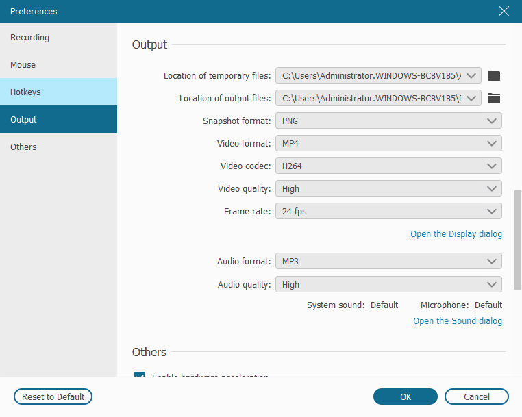 Configuración de salida de FonePaw