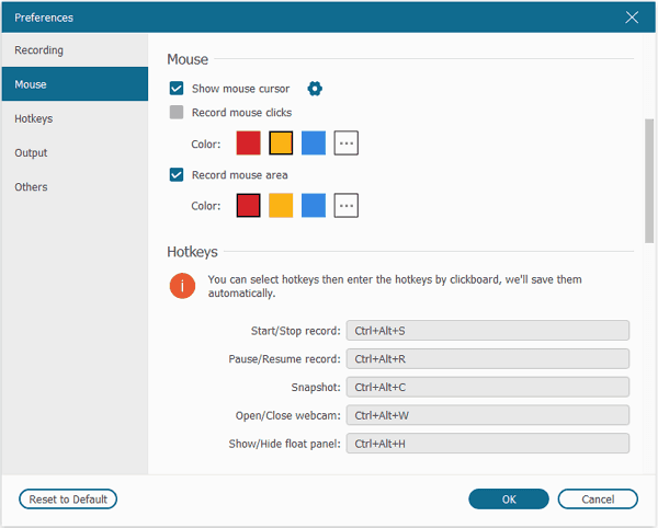 Configuración del ratón de FonePaw