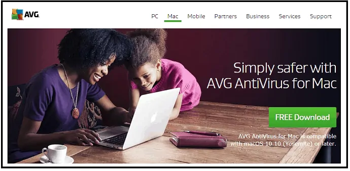 Página da web do AVG-Antivirus-for-mac