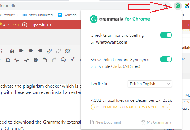 Ekstensi peramban Grammarly