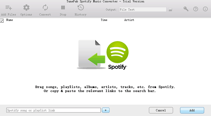 Agregar archivos en el convertidor de música de Spotify