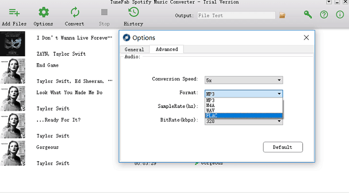 seleziona il formato di output