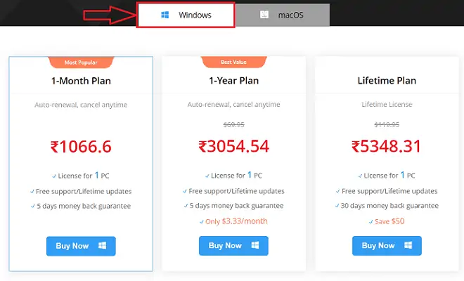 برنامج TuneFab-Windows- التسعير