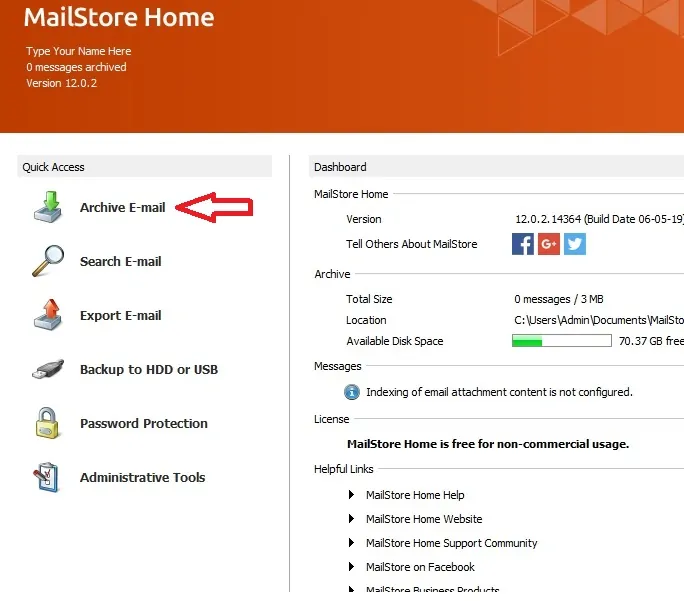 MailStore - Strumento di backup di Gmail