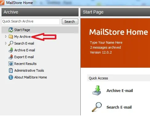 ตัวเลือกการเก็บถาวรของฉันบน MailStore