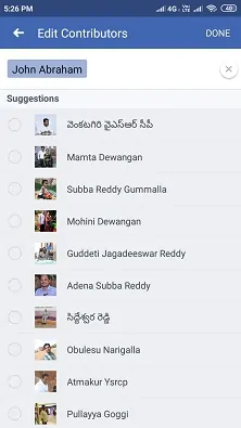 Memilih Kontributor di Aplikasi Facebook