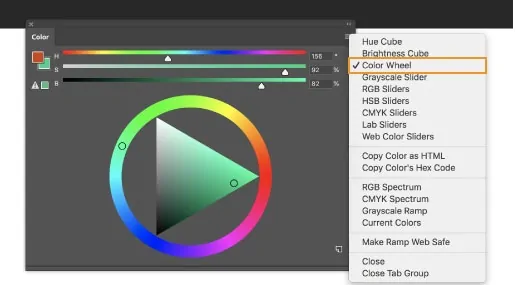 Opzione Ruota dei colori su Adobe Photoshop