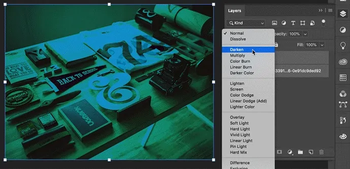 Adobe Photoshop 上的实时混合模式选项