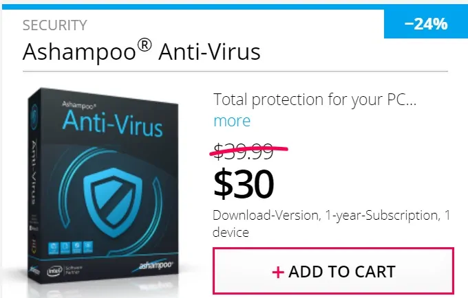 تفاصيل التسعير Ashampoo antivirus