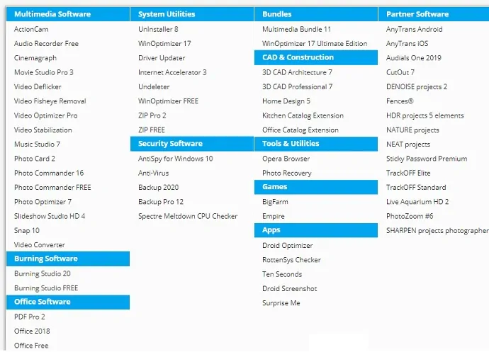 Prodotti software Ashampoo