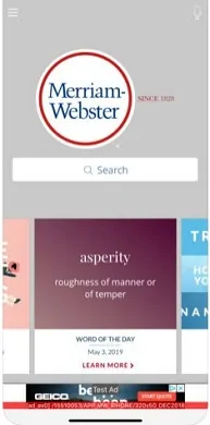 Halaman Awal Aplikasi Merriam-Webster