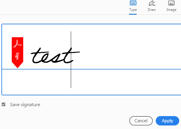 Saisie de la signature dans Adobe Axcrobat