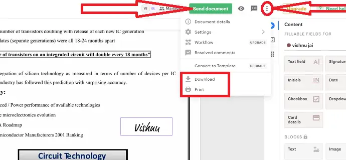 Invia, scarica o stampa il documento